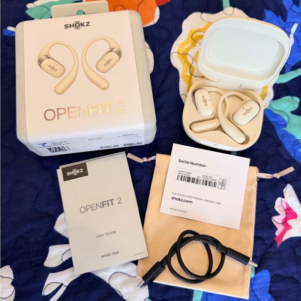 Shokz OpenFit 2 Open-Ear Bluetooth Earbuds - Beige (SHOKZ T920)